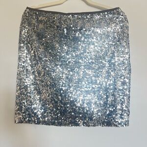 White House Black Market Sparkling Silver Mini Skirt